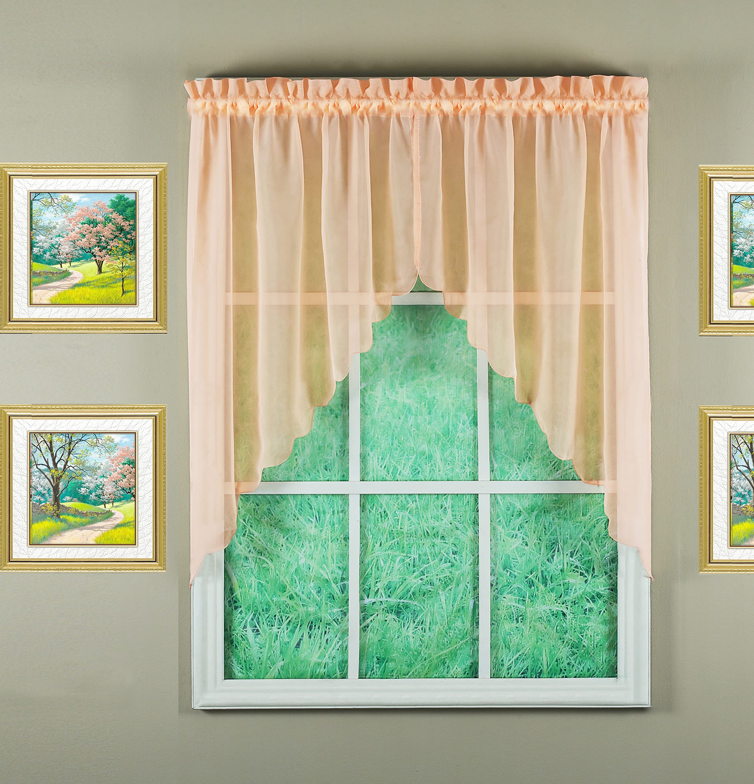 Today'S Curtain Emelia Original Voile Swag Pair 38', Peach, 60'W X 38'L