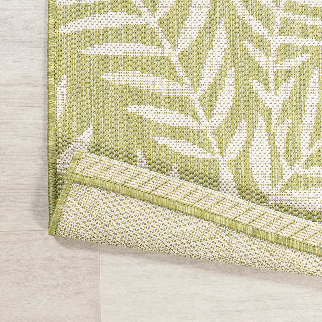 Jonathan Y Smb119D-5 Nevis Palm Frond Indoor Outdoor Area Rug, Coastal, Casual, Country Easy Cleaning,Bedroom,Kitchen,Backyard,Patio,Non Shedding, Green/Cream, 5 X 8