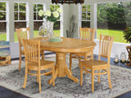 East West Furniture AVGR5-OAK-W 5 Piece Dining Room Table Set Includes an Oval Kitchen Table with Butterfly Leaf and 4 Dining Chairs, 42x60 Inch, Oak