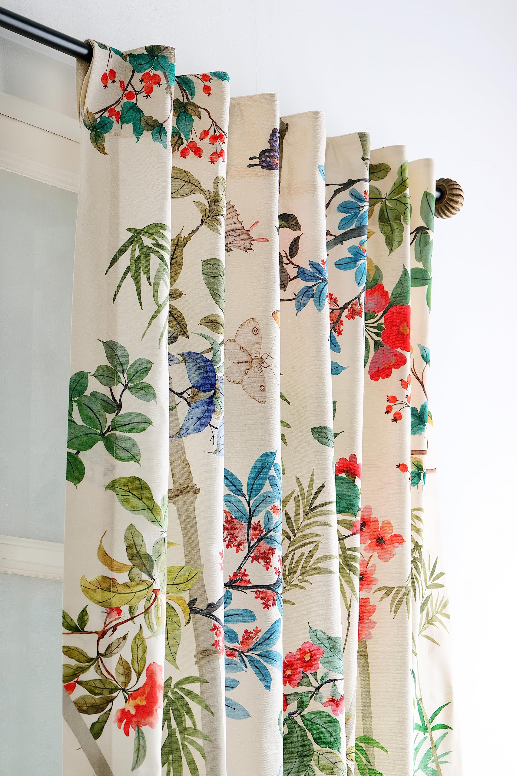 Maison D' Hermine Curtains 100% Cotton (50''X124'') One Panel Easy Hanging With A Rod Pocket & Loop, For Kitchen, Offices Drapes