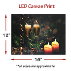 Banberry Designs Lighted Canvas Wine Print - Champagne Glasses And Confetti - Candles Glowing - 12'' H X 16'' L