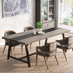 Tribesigns Dining Table For 8 People, 70.87-Inch Rectangular Wood Kitchen Table With Strong Metal Frame, Industrial Large Long Dining Room Table For Big Family (Gray, No Chair)
