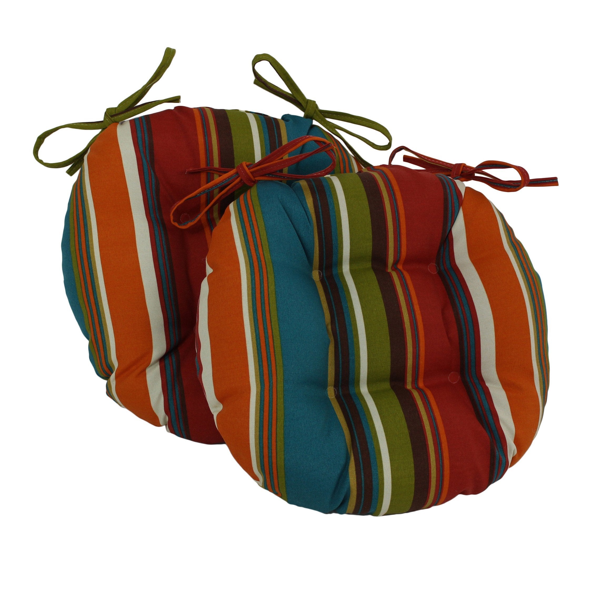 Blazing Needles 16-Inch Outdoor Round Chair Cushion, 16' X 16', Freeport Ebony 2 Count