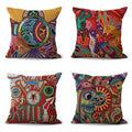 Artsocket Set Of 4 Linen Throw Pillow Covers Mexican Huichol Decorative Pillow Cases Home Decor Square 18X18 Inches Pillowcases