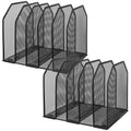 mekueeex Vertical File Organizer for Desk, 2 Pcs Metal Mesh Holder with 5 Compartments, Desktop Document Storage Stand & File Fo
