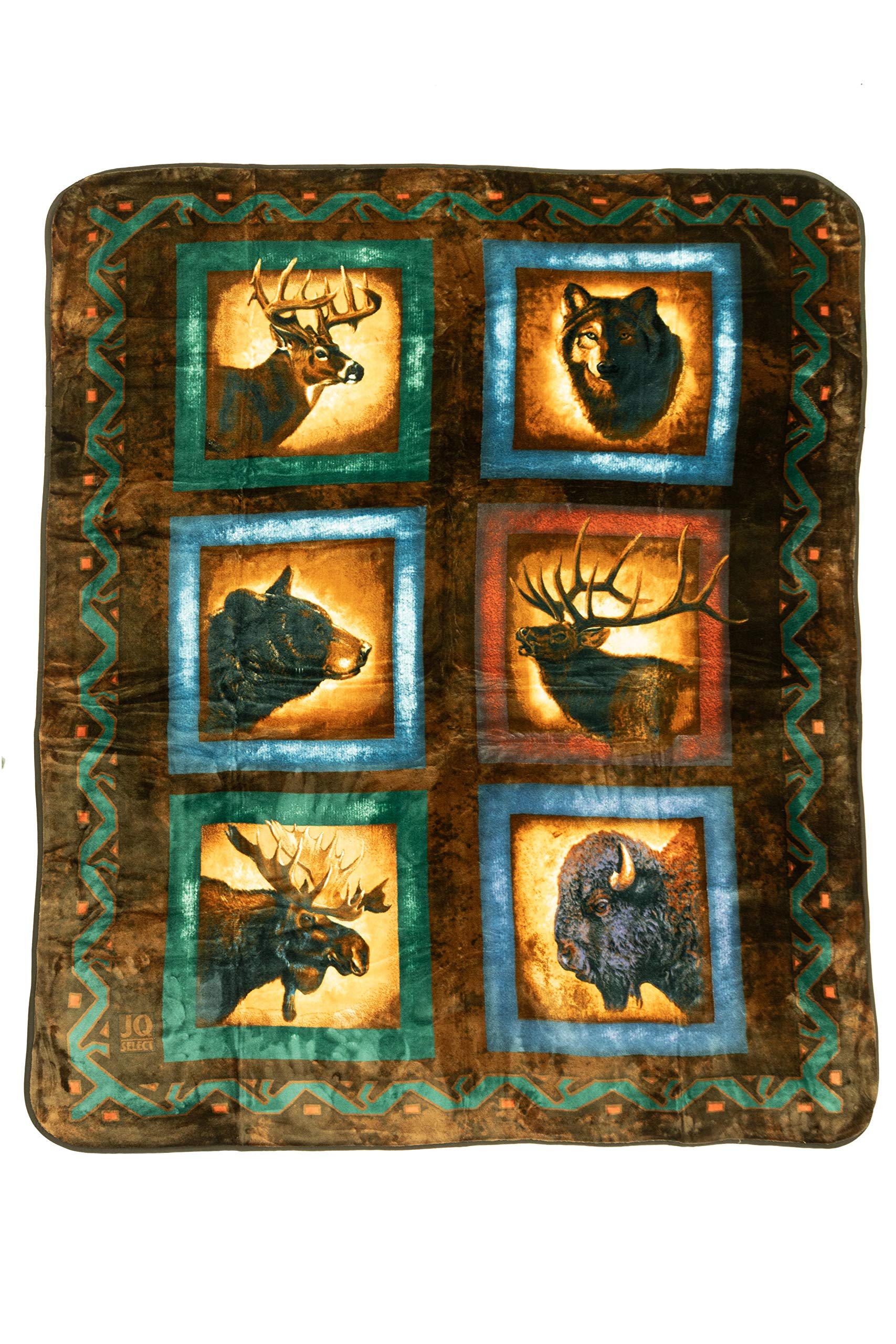 Crover Ss-Crv-Pb-Hguk-Hgyz Alaskan Wildlife Lodge Series Plush Raschel Queen Blanket