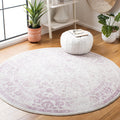 Safavieh Adirondack Collection Area Rug - 4 Round, Ivory & Lavender, Oriental Distressed Design, Non-Shedding & Easy Care, Idea