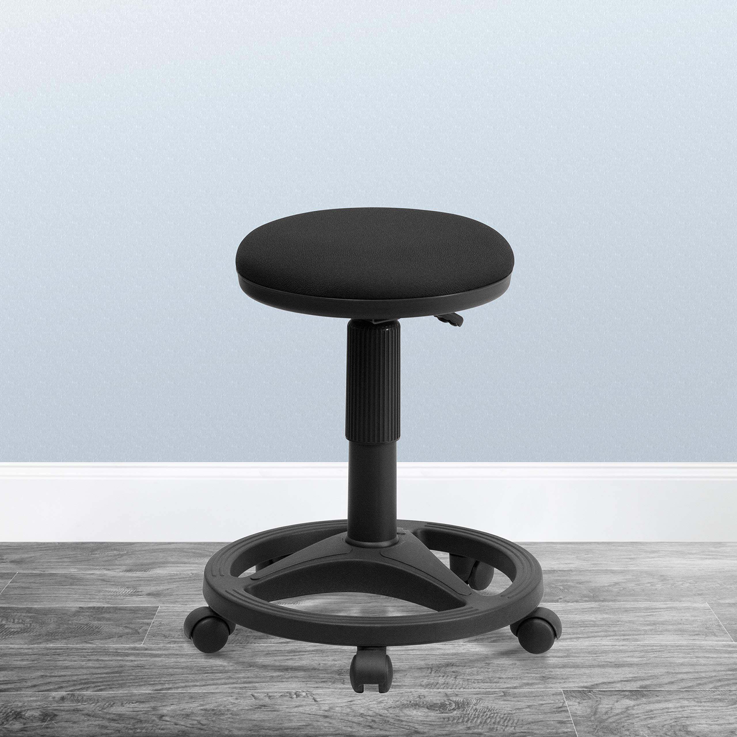 Flash Furniture Frakes Black Ergonomic Stool with Foot Ring