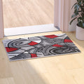 Flash Furniture Jubilee Collection Abstract Area Rug - High Pile Red Olefin Rug - 2' X 3' Area Rug - Jute Backing - Hallway, Entryway, Bedroom, Living Room