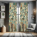 Ambesonne Abstract Modern Curtains, Leafy Silhouettes with Roundy Shapes Jumble Geometric Scandi, Window Treatments 2 Panel Set 
