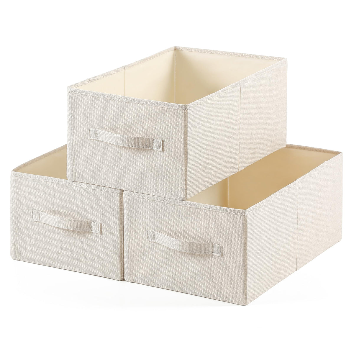 tulinstiraga Linen Folding Storage Bins, 3 Pack Large Storage Baskets, Washable, Clothing Storage Bins with Handle, Closet Organ