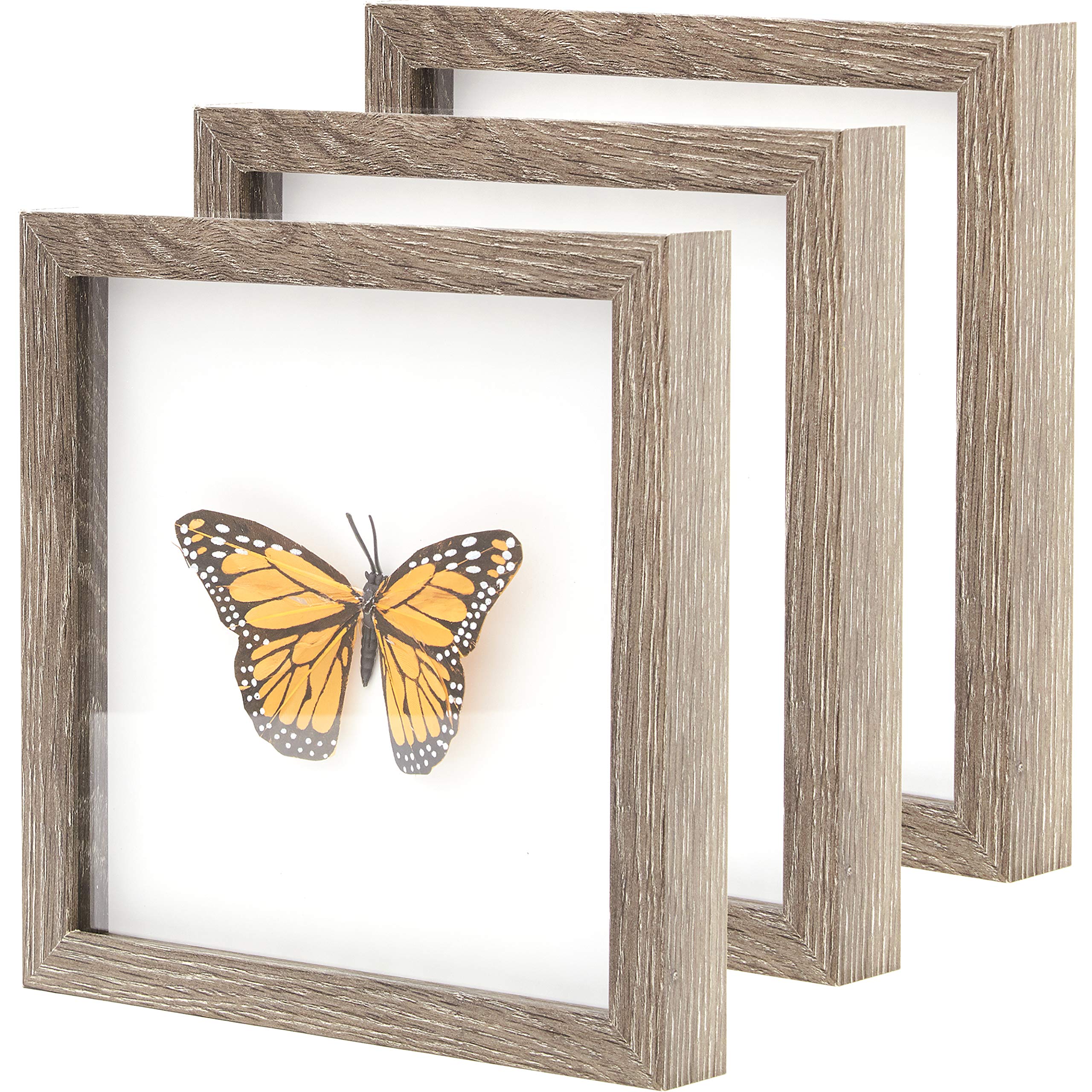 Super-Sturdy, Real Wood 8x10 Shadow Box Frame 3pk. Genuine Hardwood Displays with Real Glass. Best Shadowbox to Showcase Photos,
