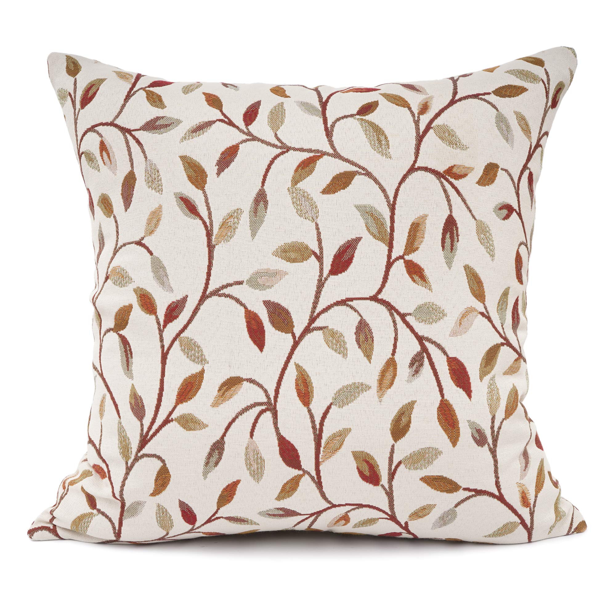 Your Smile Classical Embroidery Jacquard Beige Leaf Pattern Square Decorative Throw Pillow Case Cushion Cover 18 X 18 Inch