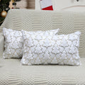 4Th Emotion Christmas Tree Decorative Lumbar Pillow Covers 12X20 Set Of 2, White Soft Plush Faux Fur Farmhouse Throw Cushion Cas