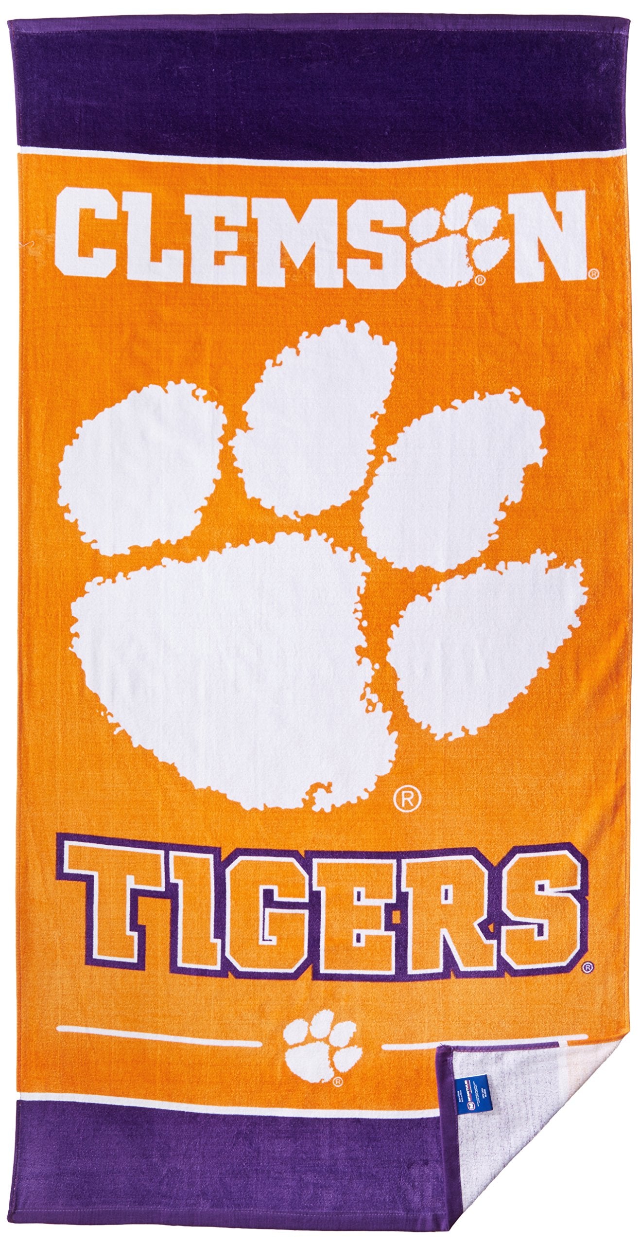 NCAA Clemson University Fiber Beach Towel, 9lb/30 x 60