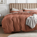 Bedsure Cotton Duvet Cover King - 100% Cotton Waffle Weave Aragon Red Duvet Cover King Size, Soft And Breathable King Duvet Cove