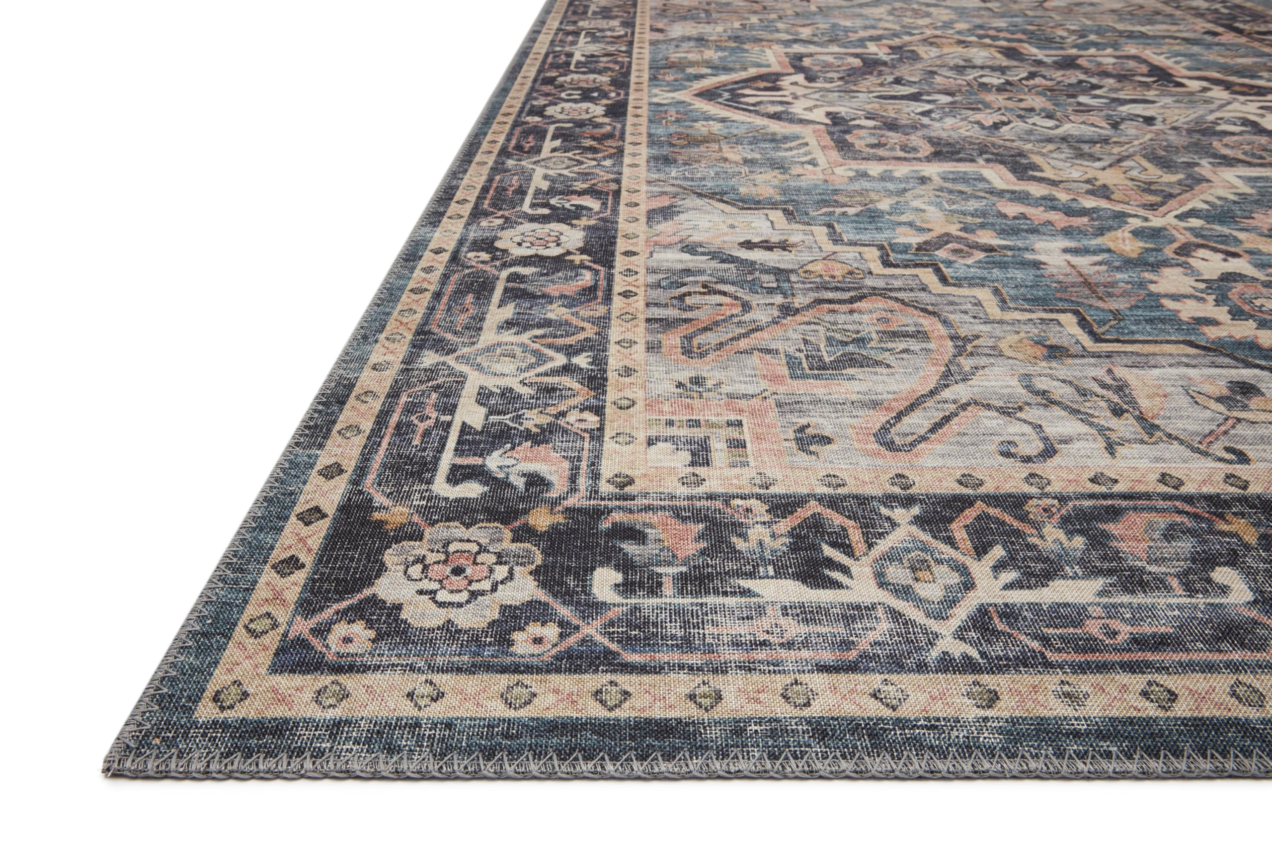 Loloi Ii Hathaway Collection Hth-01 Navy / Multi 2'-6'' X 7'-6'', .25'' Thick, Runner Rug, Soft, Durable, Printed, Modern, Low P