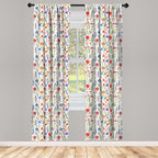 Ambesonne Watercolor Curtains, Floral Patterned Illustration Leaves And Wildflowers Abstract Botanical, Window Treatments 2 Pane