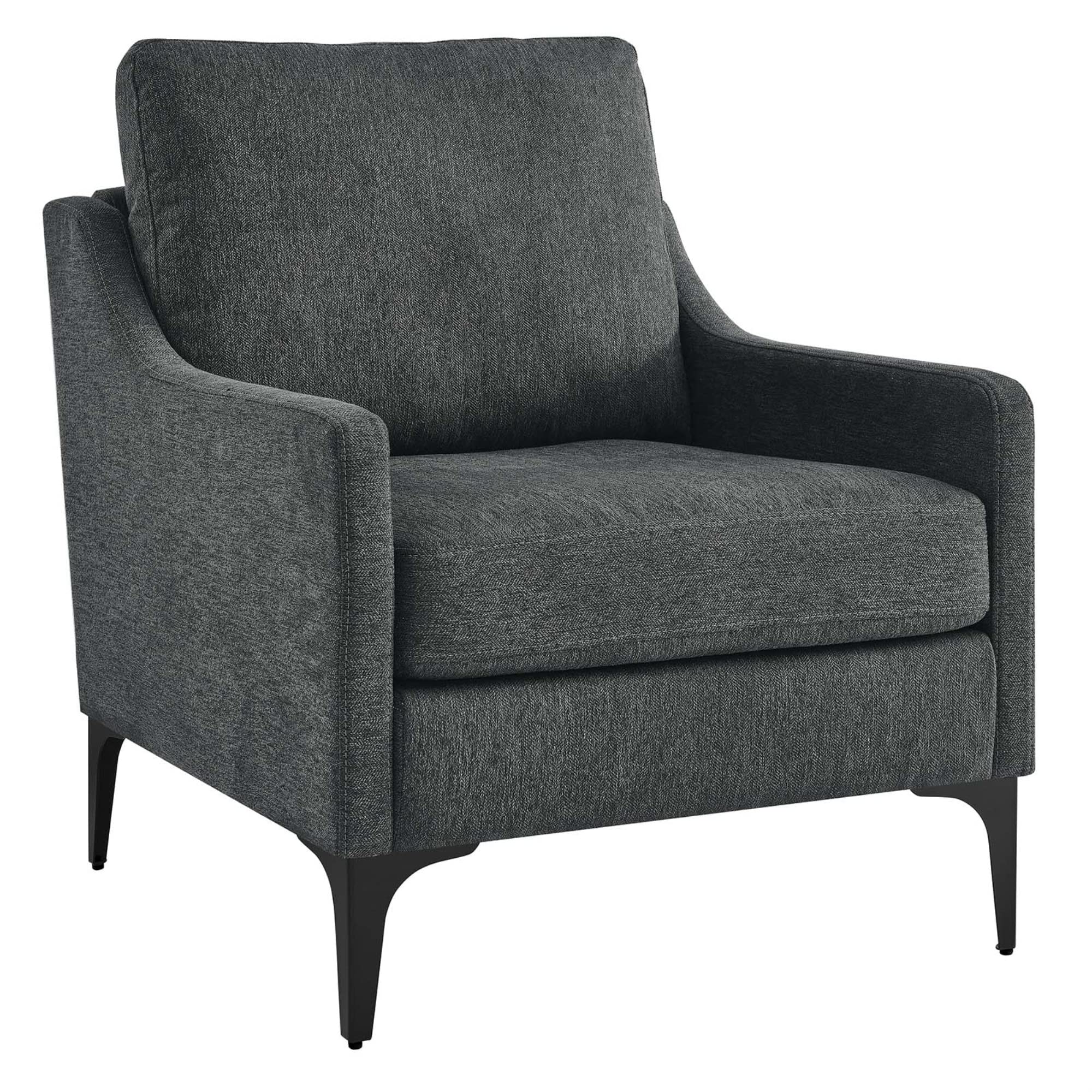 Modway Corland Upholstered Fabric And Metal Armchair In Charcoal