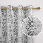 Mrs.Naturall Drapes 108 Inches Long Tall Curtains For High Ceiling Living Room 2 Panel With Damask Print Design Grommet Room Darkening Draperies For Sliding Glass Door,Grey And White