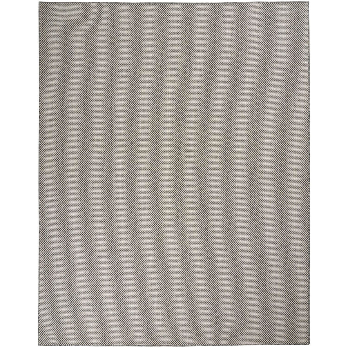 Nourison Courtyard Indoor/Outdoor Ivory Charcoal 9' X 12' Area Rug, Geometric, Easy Cleaning, Non Shedding, Bed Room, Living Roo
