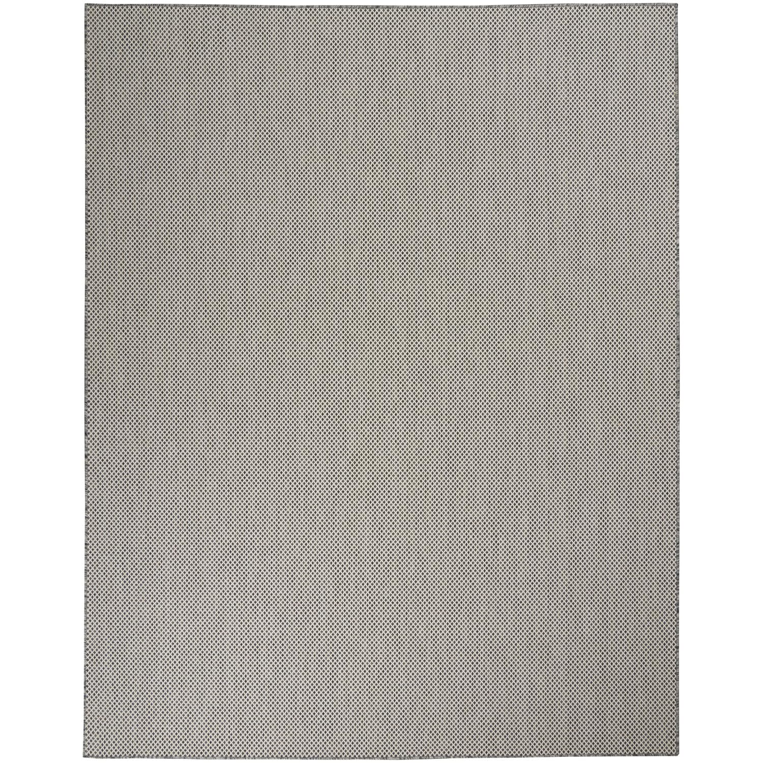 Nourison Courtyard Indoor/Outdoor Ivory Charcoal 9' X 12' Area Rug, Geometric, Easy Cleaning, Non Shedding, Bed Room, Living Roo