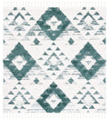 SAFAVIEH Moroccan Tassel Shag Collection Area Rug - 8 Square, Green & Ivory, Boho Design, 2-inch Thick Ideal for The Living Roo