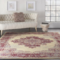 Nourison Grafix Traditional Cream/Red 7 x 10 Area -Rug, Easy -Cleaning, Non Shedding, Bed Room, Living Room, Dining Room, Kitc