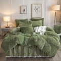 Liferevo Luxury Plush Shaggy Duvet Cover Set, Soft Fluffy Furry Duvet Cover Set(1 Faux Fur Fuzzy Comforter Cover+2 Pom Poms Velv