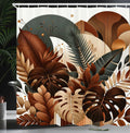 Ambesonne Brown Shower Curtain, Earthy Jungle Exotic Leaves on Mid Century Modern Circles Vintage Botany, Cloth Fabric Bathroom 