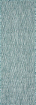 Unique Loom Collection Casual Transitional Solid Heathered Indoor/Outdoor Flatweave Area Rug (2' X 6' 1' Runner, Aquamarine/Ivo