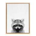 Kate and Laurel Sylvie Raccoon Black and White Portrait Framed Canvas Wall Art by Simon Te Tai, 18x24 Natural