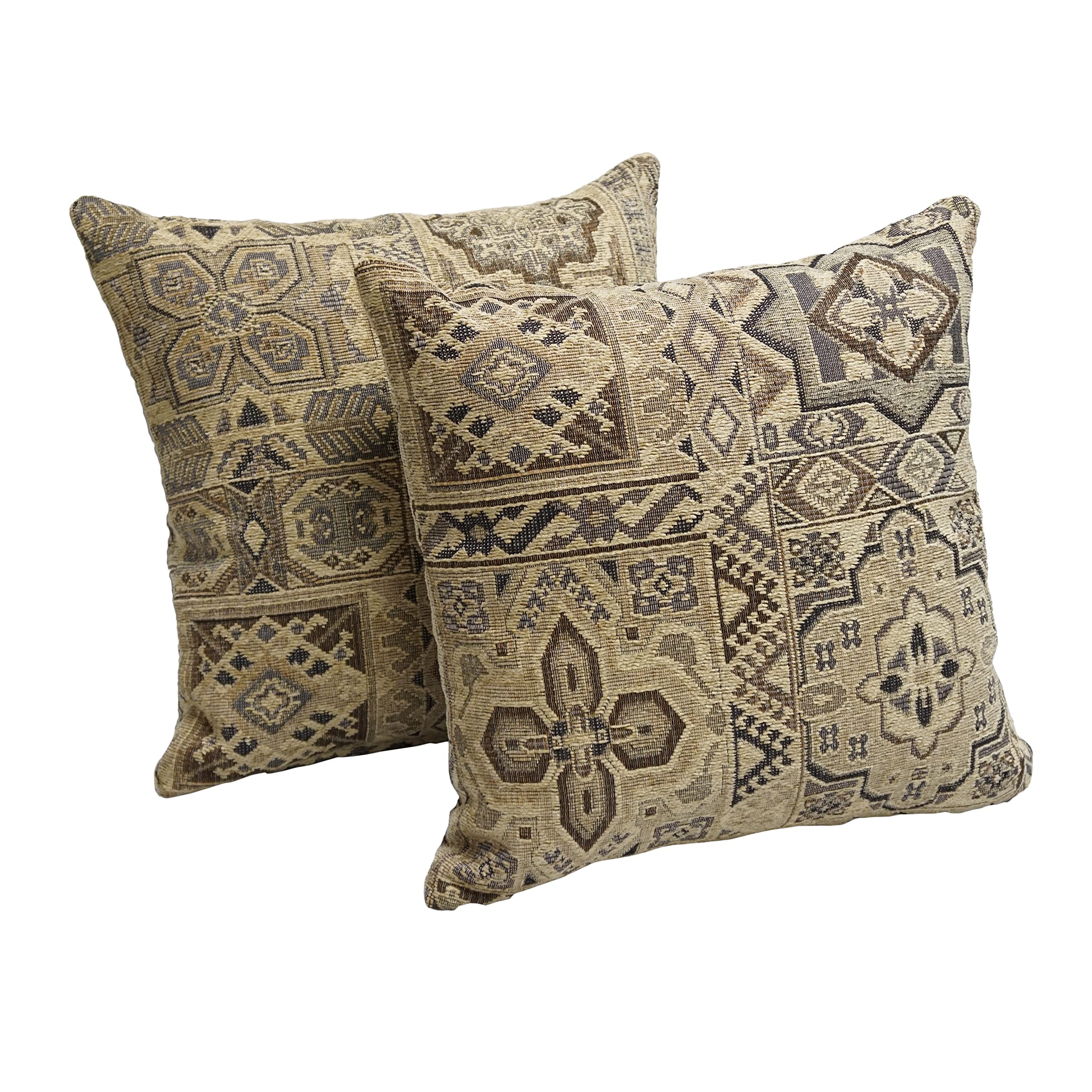 Blazing Needles Jacquard Chenille Throw Pillow, 17", Persian Mosaic 2 Count