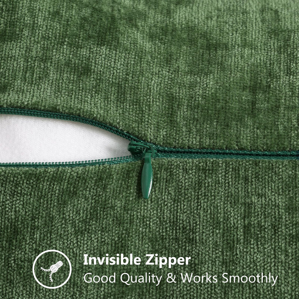 Decoruhome Chenille Soft Throw Pillow Covers 18X18 Set Of 2, Farmhouse Velvet Pillow Covers, Decorative Square Pillow Covers With Stitched Edge For Couch Sofa Bed, Forest Elf