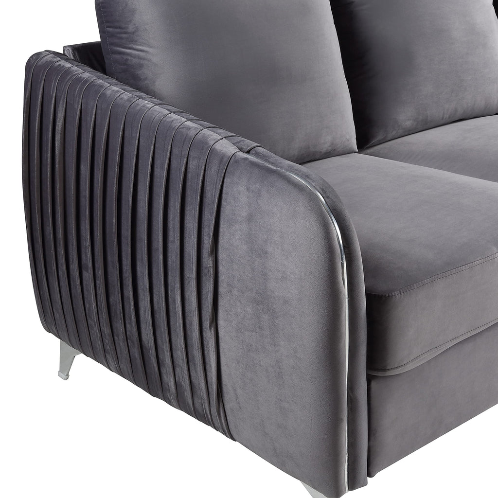 Lilola Home Hathaway Gray Velvet Modern Chic Loveseat Couch