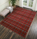 Nourison Grafix Red 710 x 910 Area-Rug, Modern, Plaid, Bed Room, Living Room, Dining Room, Kitchen, Easy-Cleaning, Non She