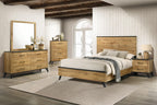 Coaster Home Furnishings Kaywood Mid-Century Modern 5-Piece Bedroom Set Eastern King Size Panel Bed Frame 52-inch Headboard Weathered Brown and Natural Pine 225001KE-S5