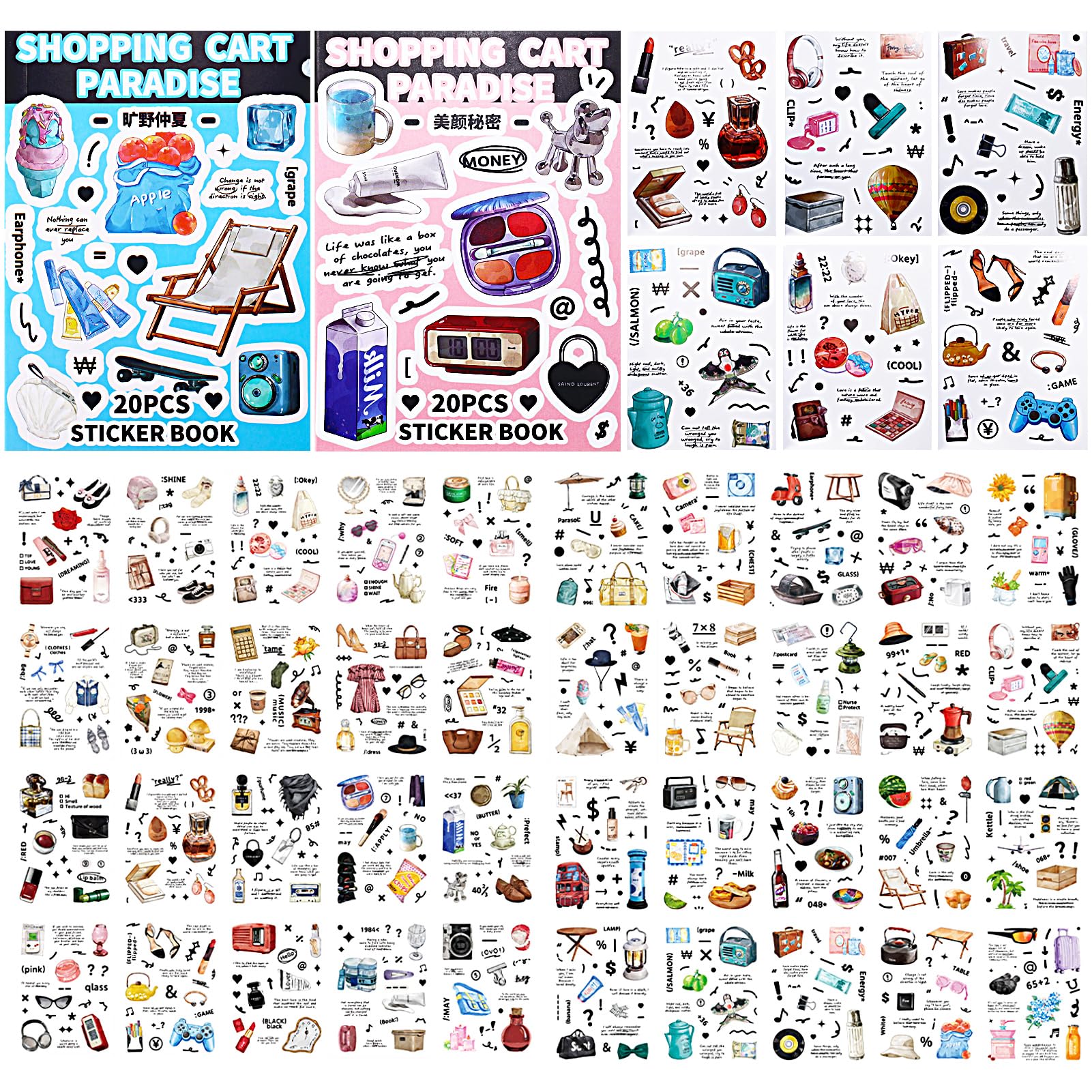 Zlsptk 600Pcs Aesthetic Stickers For Journaling, Scrapbooking, Travel Deco, Book, Bullet Planner, Card Craft, Gift, Simple Korea
