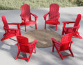 Plawdlik Folding Adirondack Chair Set of 6 with Cup Holder,Wooden Textured ,Heavy All-Weather HDPE Comfortable Set Poolside Back