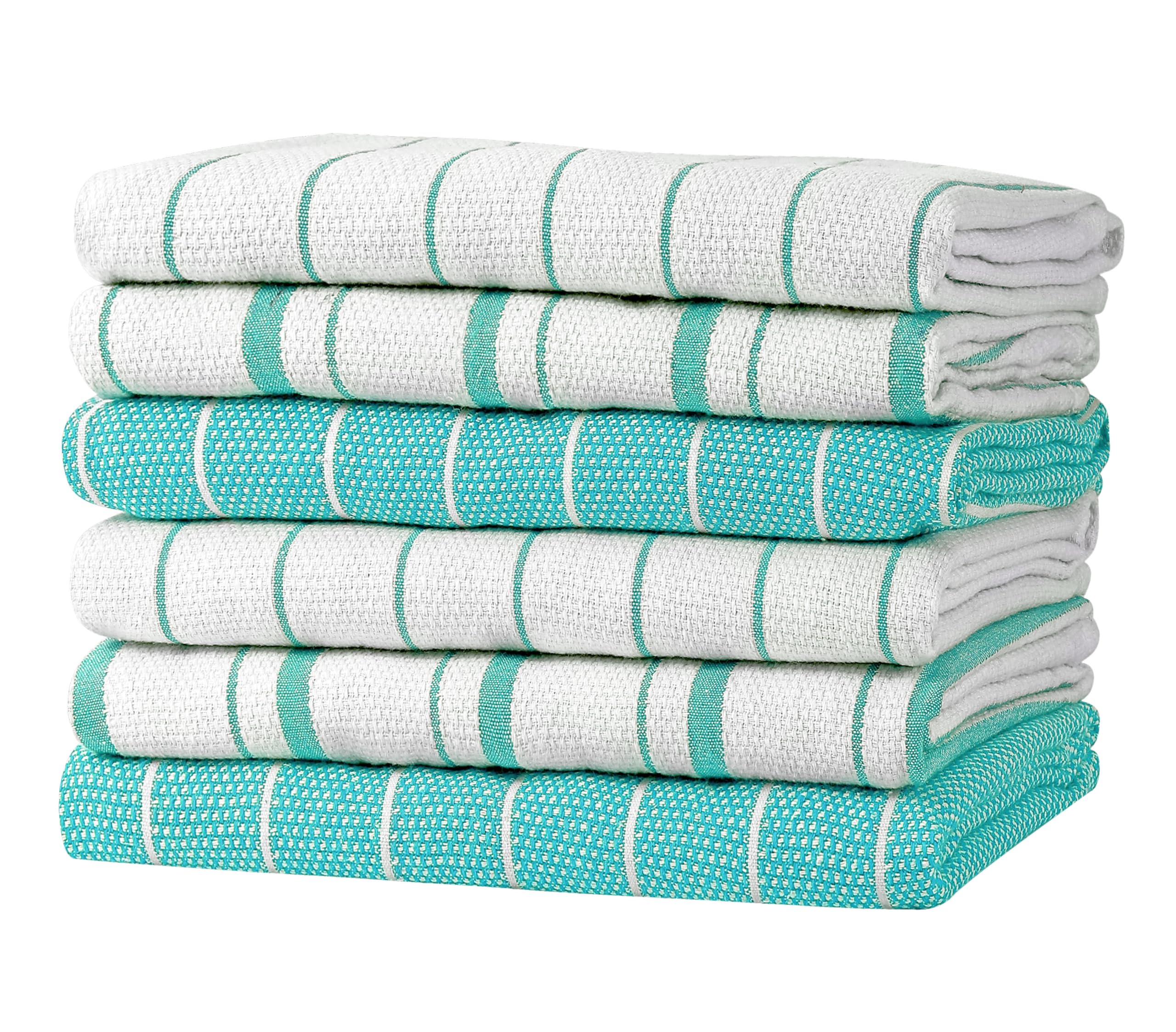 Zeppoli Classic Kitchen Towels - 6 Pack 100% Natural Cotton Kitchen Towel Set, Reusable Wash Cloths, Absorbent Dish Towels, Mach