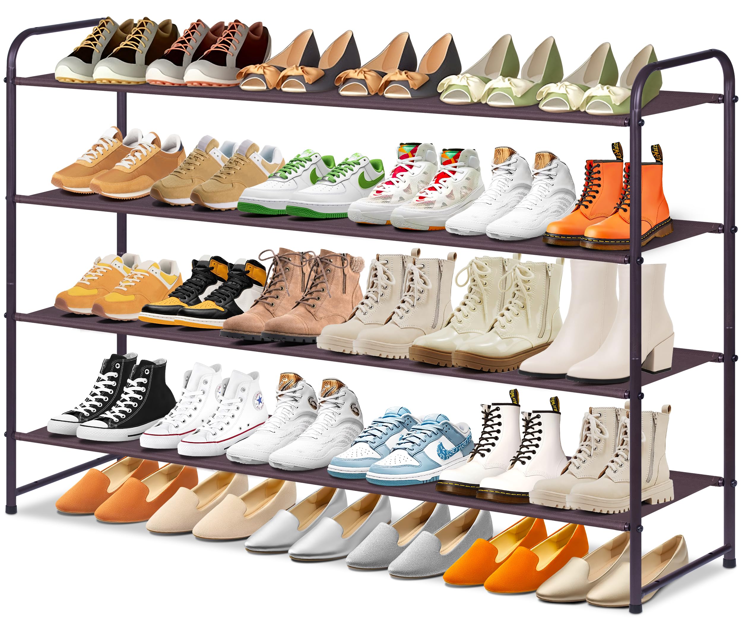 Sleeping Lamb 4-Tier Shoe Rack For Closet, Long Stackable Wide Shoe Organizer Holds 30-Pairs Low Shoe Shelf Storage For Bedroom,