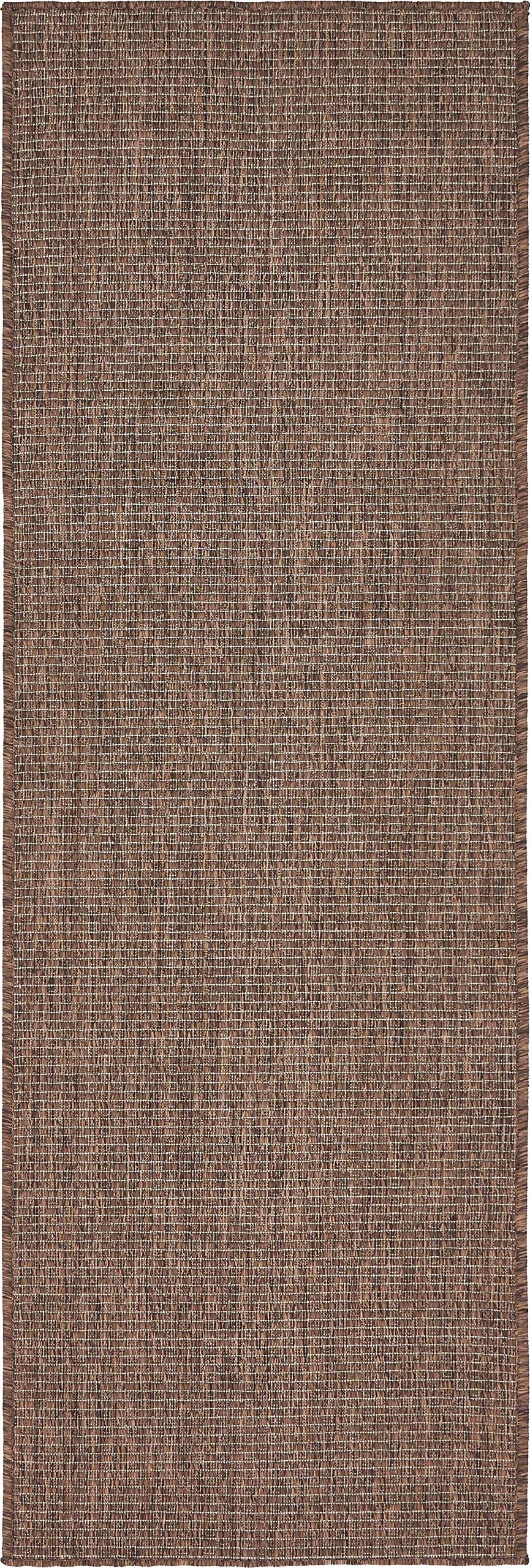 Unique Loom Collection Casual Transitional Solid Heathered Indoor/Outdoor Flatweave Area Rug (2' X 6' 1' Runner, Light Brown/Iv