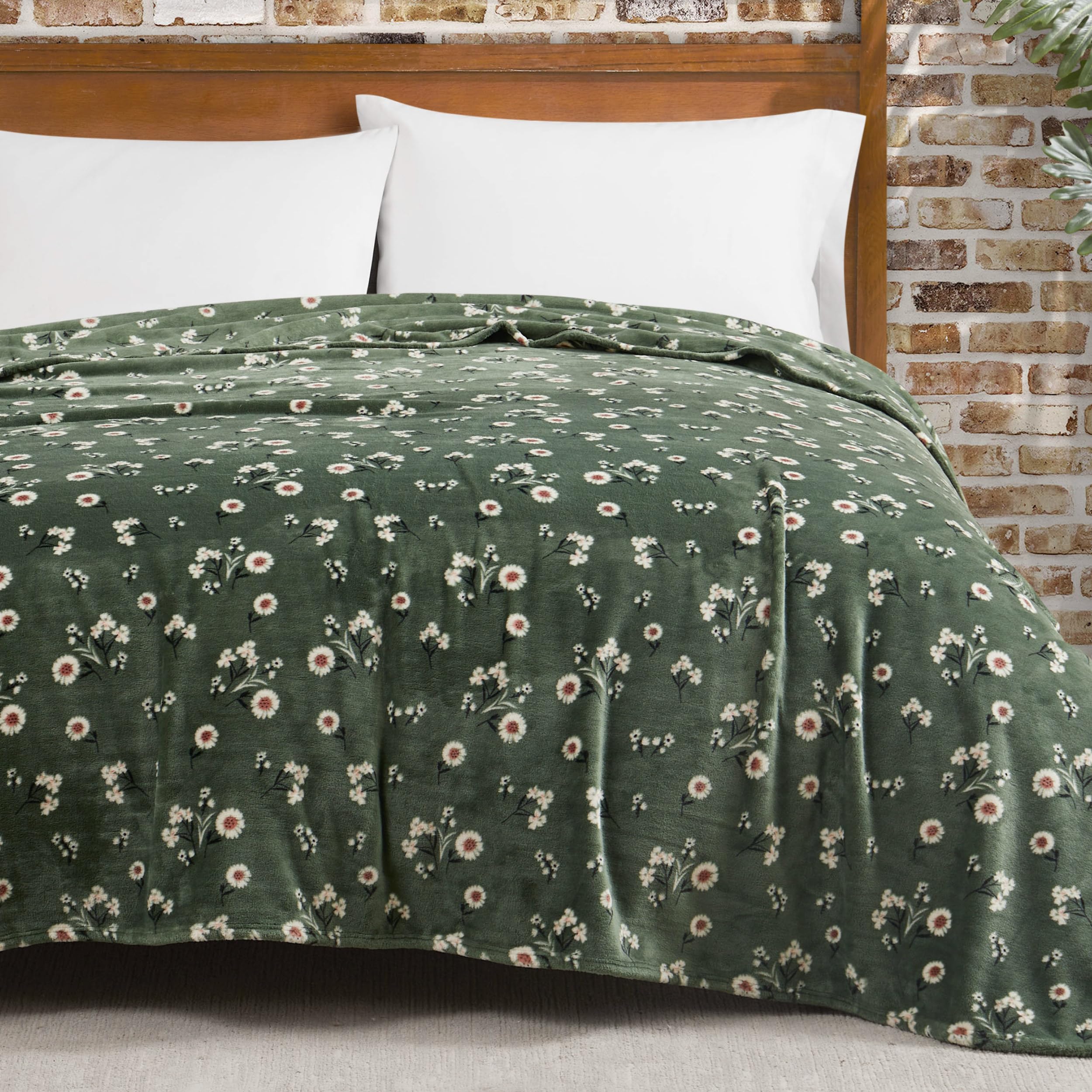 Lucky Brand Daisy Green Floral 66'X90' Cozy Plush Blanket - Premium Microfiber Throw For Luxurious Comfort And Style Twin/Twin