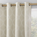 Sun Zero Tabor Woven Ogee 100% Total Blackout Grommet Curtain Panel, Beige, 25 W x 84 L (1 Panel)