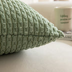 Kevin Textile 2 Packs Decorative Throw Pillow Covers 18X18 Inch For Living Room Couch Bed Sofa, Soft Striped Corduroy Square Cushion Case 45X45 Cm, Farmhouse Boho Home Decor, Sage Green