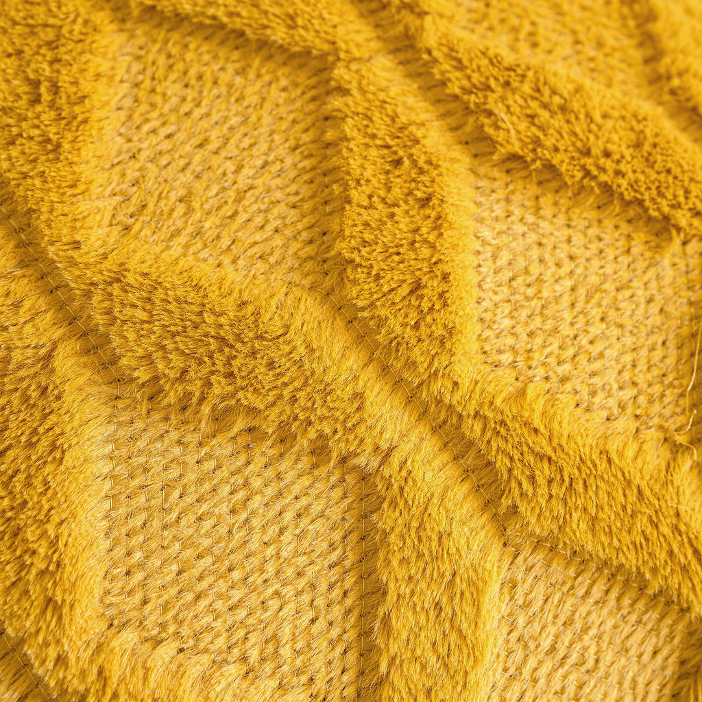 Miulee Fall Mustard Yellow Throw Pillow Covers 18X18 Set Of 2 Spring Decorative Farmhouse Couch Throw Pillows Boho Shells Cute Soft Plush Wool Winter Pillowcases For Bedroom Living Room Sofa