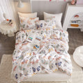 Ivellow Queen Duvet Cover Set 100% Cotton Butterfly White Duvet Cover For Kids Cute Bedding Set 3Pcs Ultra Soft Breathable Kids