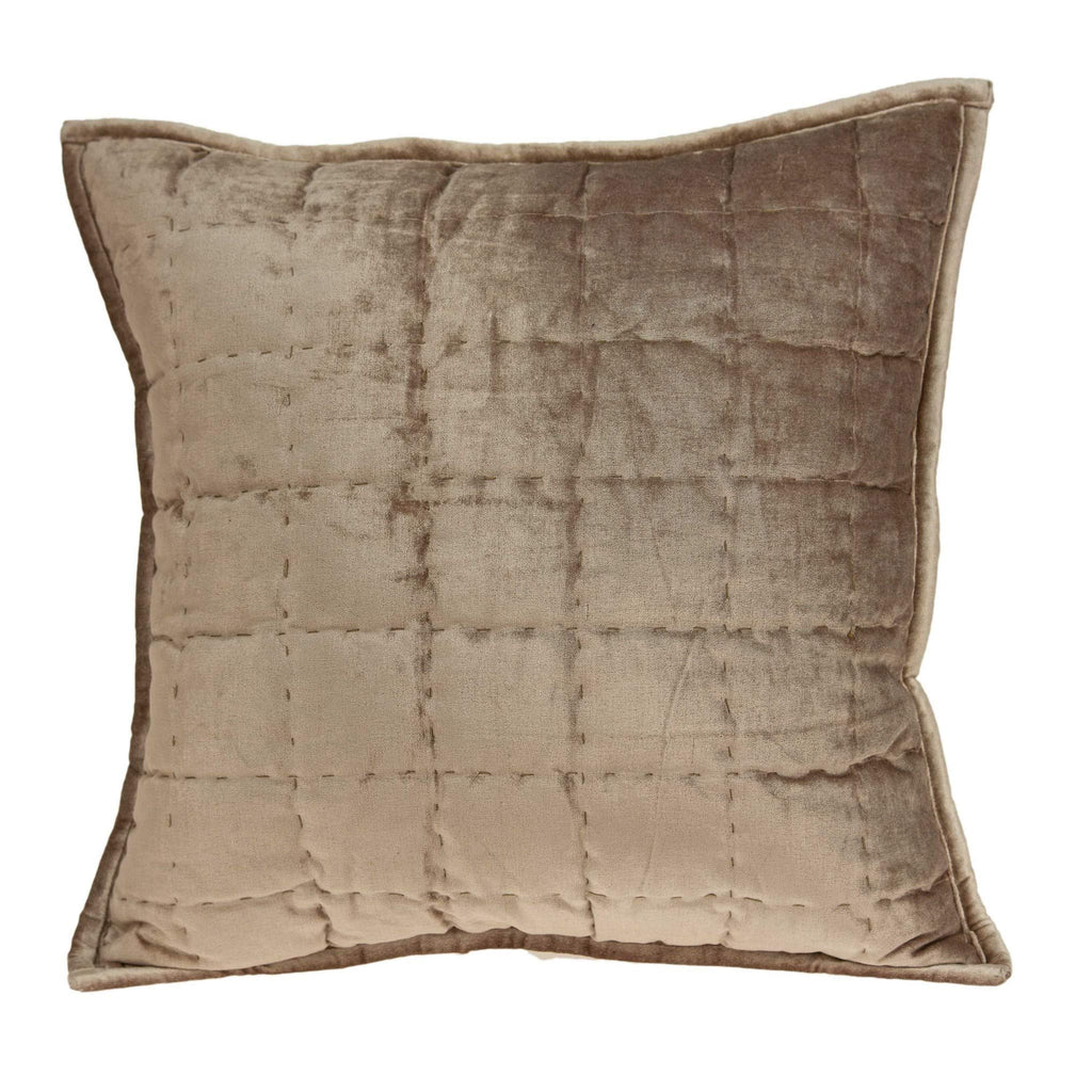 HomeRoots 50% Cotton, 50% Viscose 20' x 7' x 20' Transitional Taupe Solid Quilted Pillow Cover with Poly Insert