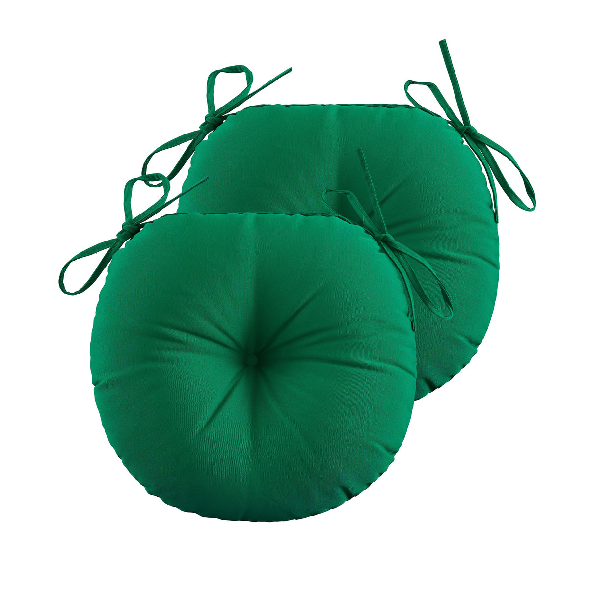 Zeolabs Bistro Chair Cushions,15 Inch Waterproof Tufted Outdoor Round Chair Cushions With Ties For Patio Furniture,Set Of 2,Gree