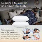 Coop Home Goods Throw Pillows (Pack Of 2 White), 20X20 Pillow Inserts, Indoor & Outdoor Pillows, Adjustable Couch Pillows & Deco